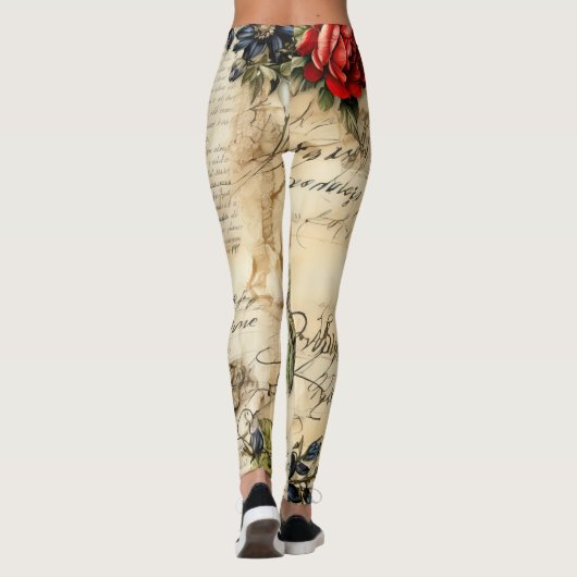 ヴィンテージパーチメント愛の手紙と花(9) レギンス (裏面)