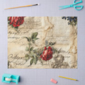 ヴィンテージパーチメント愛の手紙と花(9) 薄葉紙 (クラフト)