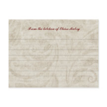 ヴィンテージパーチメント渦パーソナライズされたレシピカード