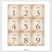 ヴィンテージパーチメント紙ワインボトルテーブル番号 シール (シート)