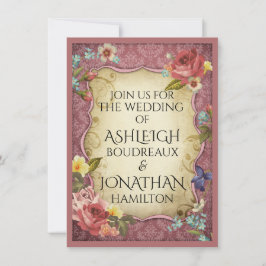 ヴィンテージパーチメント結婚プリント 招待状