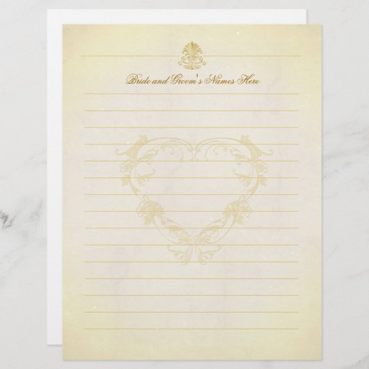 ヴィンテージパーチメント結婚紙のゲストブックページ (正面/裏面)