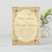 ヴィンテージパーチメント華美フレームエレガントな結婚式 招待状 (スタンド正面)