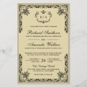 ヴィンテージパーチメント華美予算結婚式招待状 (正面)