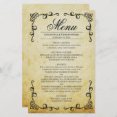 ヴィンテージパーチメント&スクロール予算結婚のメニュー (正面/裏面)