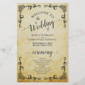 ヴィンテージパーチメント&スクロール予算結婚式 プログラム (正面)