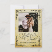 ヴィンテージパーチメ感謝していンラブフォト結婚&ノート サンキューカード (正面)