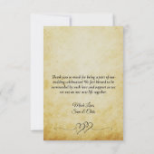 ヴィンテージパーチメ感謝していンラブフォト結婚&ノート サンキューカード (裏面)