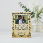 ヴィンテージパーチ華美メント結婚式の日付の保存 ポストカード (スタンド正面)