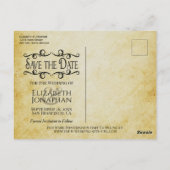 ヴィンテージパーチ華美メント結婚式の日付の保存 ポストカード (裏面)