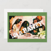 ヴィンテージパーティの招待状カード インビテーションポストカード (正面/裏面)