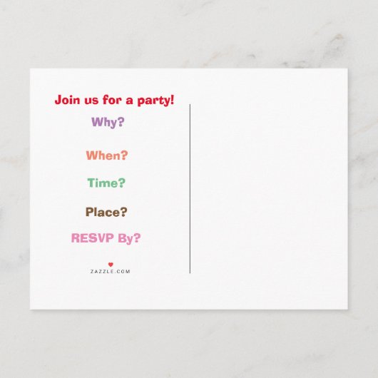 ヴィンテージパーティの招待状カード インビテーションポストカード (裏面)