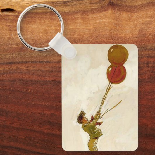 ヴィンテージパーティーで赤い風船を持った少年 キーホルダー (正面)