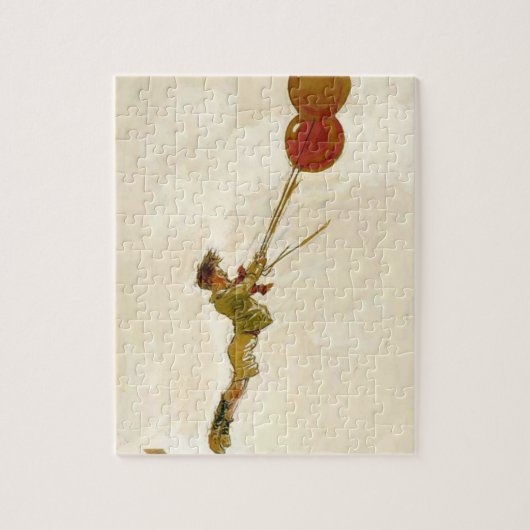 ヴィンテージパーティーで赤い風船を持った少年 ジグソーパズル (縦)