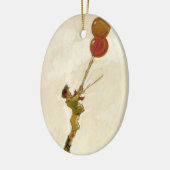 ヴィンテージパーティーで赤い風船を持った少年 セラミックオーナメント (左)