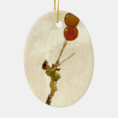 ヴィンテージパーティーで赤い風船を持った少年 セラミックオーナメント (裏面)