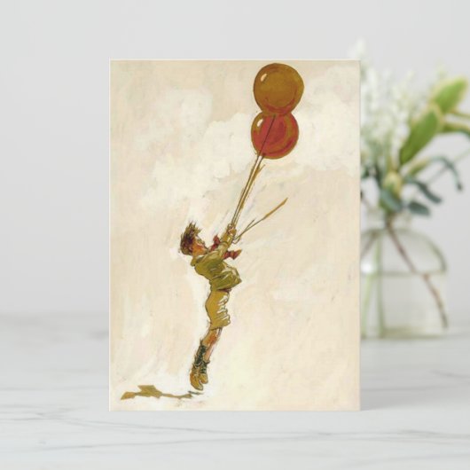 ヴィンテージパーティーで赤い風船を持った少年 招待状 (スタンド正面)
