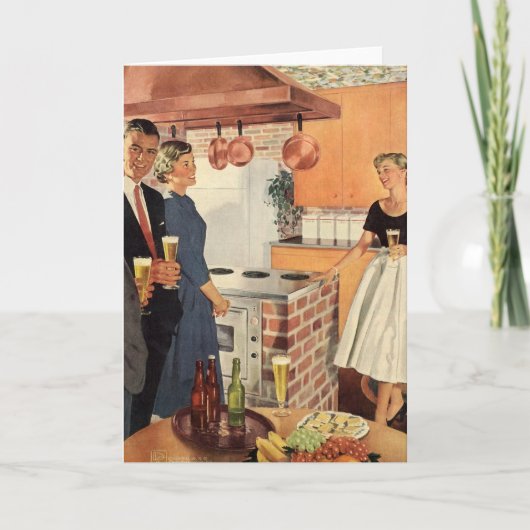 ヴィンテージパーティーのキッチン、ビール、前菜 カード (正面)