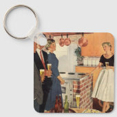 ヴィンテージパーティーのキッチン、ビール、前菜 キーホルダー (正面)