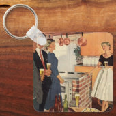 ヴィンテージパーティーのキッチン、ビール、前菜 キーホルダー (正面)