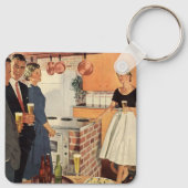 ヴィンテージパーティーのキッチン、ビール、前菜 キーホルダー (裏面)
