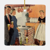 ヴィンテージパーティーのキッチン、ビール、前菜 セラミックオーナメント (裏面)