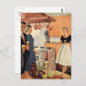 ヴィンテージパーティーのキッチン、ビール、前菜 ポストカード (正面/裏面)