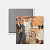 ヴィンテージパーティーのキッチン、ビール、前菜 マグネット (正面/裏面)