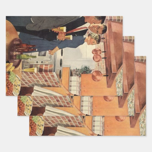 ヴィンテージパーティーのキッチン、ビール、前菜 ラッピングペーパーシート (セット)