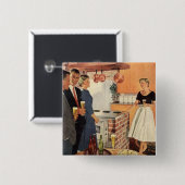 ヴィンテージパーティーのキッチン、ビール、前菜 缶バッジ (正面&裏面)