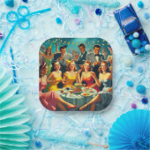 ヴィンテージパーティーイラストレーション ペーパープレート (パーティー)