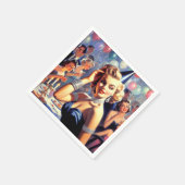 ヴィンテージパーティーガールイラストレーション スタンダードカクテルナプキン (角)