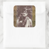ヴィンテージパーティーガールビクトリアンオンタペストリーステッカー スクエアシール (バッグ)
