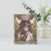 ヴィンテージパーティーガールビクトリアンオンタペストリーハガキ インビテーションポストカード (スタンド正面)