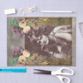 ヴィンテージパーティーガールビクトリアンタペストリーティッシュペーパー 薄葉紙 (クラフト)