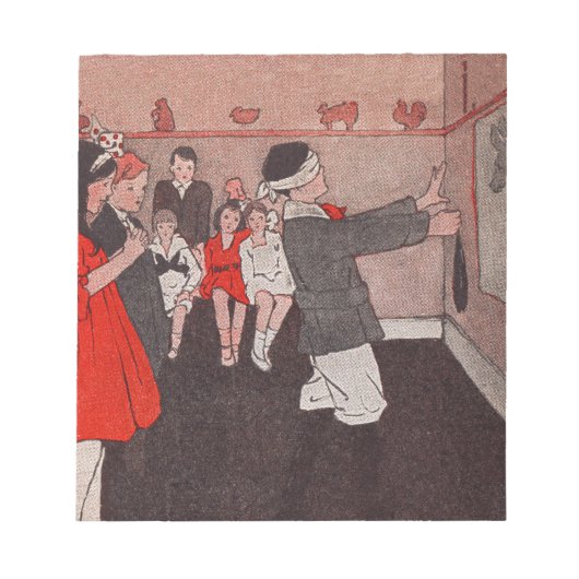 ヴィンテージパーティーゲーム – ロバの尻尾をピン留めする ノートパッド (正面)