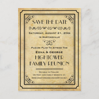ヴィンテージパーティーファミリー懇親会結婚式日付の保存 案内ポストカード