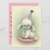 ヴィンテージパーティープードル誕生日招待状 招待状 (正面/裏面)