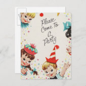 ヴィンテージパーティー招待状来、パーティーへ インビテーションポストカード (正面/裏面)