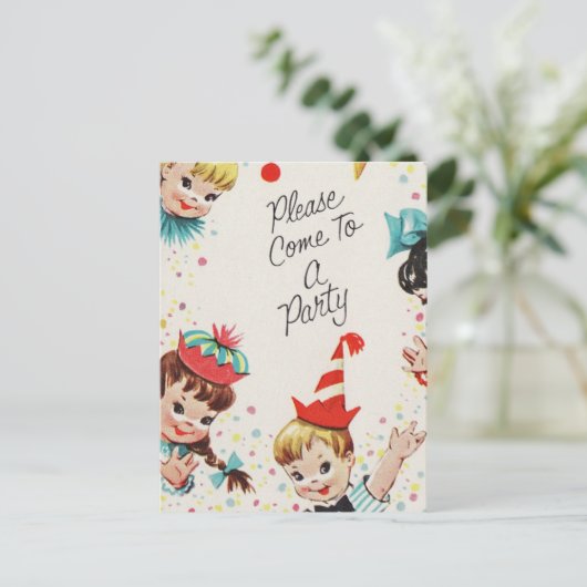 ヴィンテージパーティー招待状来、パーティーへ インビテーションポストカード (スタンド正面)