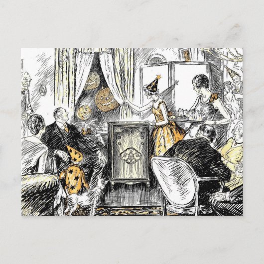 ヴィンテージパーティー　昔風のハロウィンを祝おう インビテーションポストカード (正面)