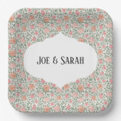 ヴィンテージパーフェクトピンク&ピーチバラ ペーパープレート (正面)