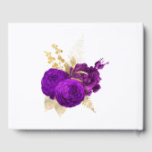 ヴィンテージパープルおよび金ゴールドフローラ結婚ズ ゲストブック (裏面)