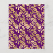 ヴィンテージパープルおよび金ゴールドフローラ結婚式招待状 チラシ (裏面)