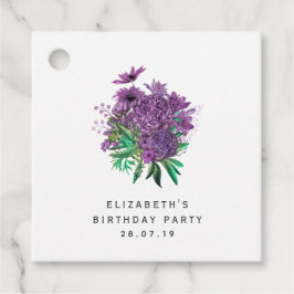 ヴィンテージパープルとアイボリーフローラダマスク フェイバータグ