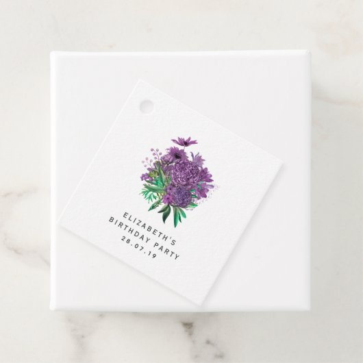 ヴィンテージパープルとアイボリーフローラダマスク フェイバータグ (インサイチュ)