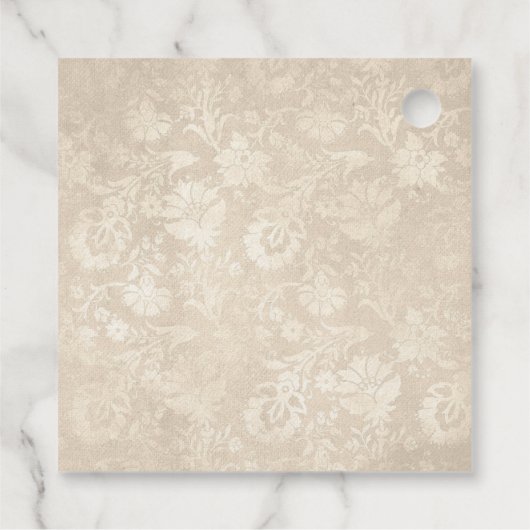 ヴィンテージパープルとアイボリーフローラダマスク フェイバータグ (裏面)