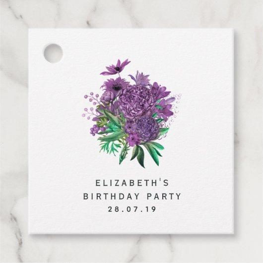 ヴィンテージパープルとアイボリーフローラダマスク フェイバータグ (正面)