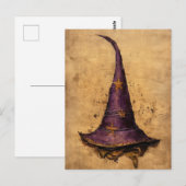 ヴィンテージパープルと金ゴールドウィッチハット ポストカード (正面/裏面)