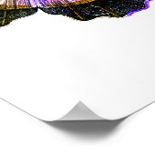 ヴィンテージパープルと金ゴールドバタフライイラストレーション ポスター (角)